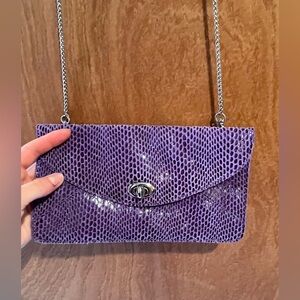 NWOT Sorial Purple Leather Snakeskin Crossbody Purse